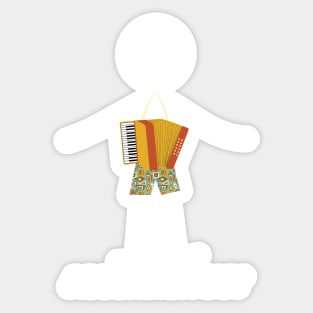 Funny Mens Accordion Design Sticker